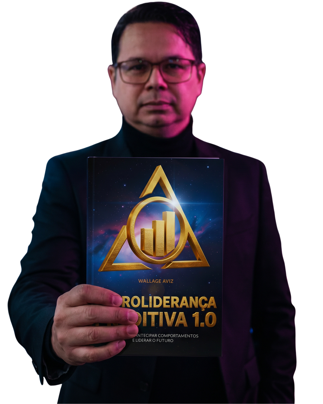 Wallace Aviz segurando o livro Neuroliderança Preditiva